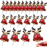 50Pcs Christmas Lollipop Paper Cards Elk Reindeer Pattern Candy Decorative Cards Moose Diy Folded Candy Holders Cards Wrap Decorations For Winter Family Party Supplies (Red)