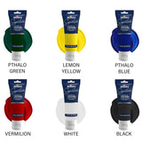BLUEBIRD Signature Acrylic Paint Set, Primary Colors, 6-Pack 2.5 Fl Oz Each, Professional Acrylic Paints For Professionals, Adults, & Artists