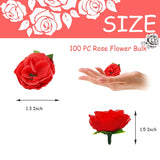 100Pcs 1.3 Inches Mini Red Roses Artificial Flowers Mini Rose Flowers For Crafts Fake Small Silk Rose Head For Wedding Bouquet Diy Party Table Centerpieces Decor