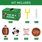 Valentines Boxes For Kids - Football Valentine Boxes With 24 Valentine Cards For Classroom Exchange Boys Girls School Class Party Favors(1 Mailbox, 24 Valentine Cards)