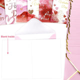 Valentines Day Cards Assortment Happy Heart Day Cards 24 Pcs Glitter Watercolor Pink Valentine'S Day Cards With Envelopes Bulk Anniversary School Kids Adults