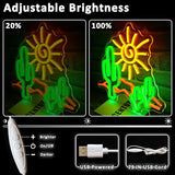 Desert Sunset Neon Sign Dimmable Cactus LED Wall Light for Bedroom Bar Man Cave Decor