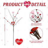 Valentine'S Day Decor, 20 Pack Heart Berry Stems Valentines Day Decorations For Tree, Artificial Flowers Valentine Picks For Wreath, Valentine'S Day Gifts, Valentines House Decorations