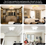 12 Inch Modern Flush Mount Ceiling Light White Fabric Drum Shade 2 Light Fixture