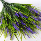 12Pcs Artificial Plants Outdoor Fake Grass Plant Artificial Lavender Flower Plant Faux Wheat Grass For Outdoor Uv Resistant Plastic Greenery Plants (12, Purple)