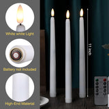 20 Pack White Flameless Taper Candles Flickering Bulk Long Led Advent Candlesticks Battery Operated With Remote And Timer 3D Realistic Wick Lights For Wedding Valentines Window Decor(10.83")