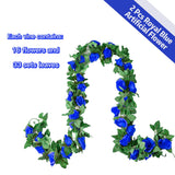 Artificial Flower Garland 2 Pcs 15Ft(7.5Ft*2Pcs) Royal Blue Silk Rose Vine Fake Flower Hanging Ivy Home Hotel Office Wedding Party Garden Craft Art Decor