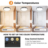 4Pack Motion Sensor Light Indoor Wired, 12 Inch 3000K/4000K/6500K Closet Lights Motion Sensored, 24W 2400Lm Flush Mount Ceiling Light For Hallway Pantry Stairwell Porch, Black