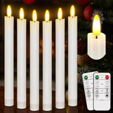 Flameless Taper Candles With Remote, 500H Battery Operated Tapers Candle, Led Flickering Flameless Candlesticks Classic Tall Taper Candles For Christmas Home, Wedding, Party, 9.8 Inches (White)