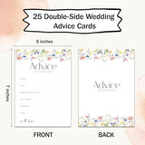 Advice And Wishes For The Mr And Mrs, 25 Wedding Advice Cards For Bride And Groom, Bridal Shower Engagement Party Games, Spring Flower Theme, 5X7 Inches -A01