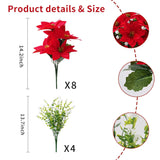 Artificial Flowers For Outdoors Red Christmas Poinsettia Flowers 12 Bundles Mixed Fake Plants Uv Resistant Faux Flowers For Outdoor Planters Garden Porch Patio Home Winter Decor
