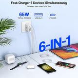 2 Pack 65W USB C Charger Block 6 Port Fast Charging Wall Charger with 6FT USB C Cable for iPhone 17 16 15 iPad