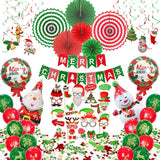 Christmas Party Decorations, Merry Christmas Decorations Supplies Include Banner, Hanging Swirls, Paper Fans, Balloon, Photo Booth Props, Confetti, For Holiday Xmas Indoor Outdoor