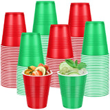 100 Pcs Red And Green Christmas Plastic Cups 12 Oz, Bulk Green And Red Disposable Xmas Party Cups For Merry Christmas Holiday Wedding Birthday Theme Party Supplies Decorations