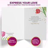 Gold Foiled 5X7In Handmade Individual Happy Mothers Day Card Religious With Tulip Cutout, Ribbon & Die-Cut Heart With Envelope & Stickers For Moms, Grandmas, Printed Message, Gifting