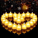 Led Flameless Candles, 24Pcs Crystal Led Tea Lights Battery Operated For Christmas Romantic Night Wedding Anniversary Table Party Decoration