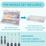 Watercolor Paint Set, 168 Colors Watercolor Paints, Painting Set With Water Brush And Nylon Brushes, Perfect Starter Kit For Beginners And Professionals
