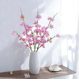 3 Pcs Artificial Cherry Blossom Flowers Faux Cherry Blossom Branches Silk Peach Flowers Bulk Spring Branches Arrangement Cherry Flowers Stems For Outdoor Indoor Wedding Table Decor Dark Pink