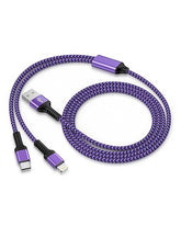 2 in 1 Lightning & USB C Fast Charging Cable for iPhone Samsung iPad Google Braided Charger Cord