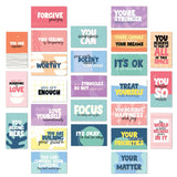 Strong Mental Health Mini Quote Cards / 50 Motivational Kindness Cards / 25 Vibrant Uplifting Designs / 2" X 3.5" Flat Business Card Size/Small Inspirational Daily Quote Cards