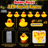 60/100 Led Rubber Duck String Lights For Christmas Tree Duck Battery Operated String Lights Decorative For Xmas Holiday