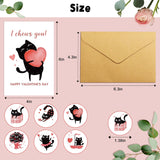 Cat Valentine'S Day Cards Bulk For Kids School, 24 Pack Funny Black Cat Valentines Day Cards With Envelopes & Stickers, 4 X 6 Inch Cute Valentines Day Notecards For Boys Girls Classroom Exchange Party