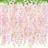 48 Branches Wisteria Hanging Flowers 6 Feet Artificial Wisteria Vine Silk Wisteria Flowers Garland For Wedding Arch Party Garden Home Decor (4 Packs) (Peach)
