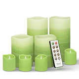 Green Ombre Led Candles With Remote, 4 Pillar And 4 Votives Pack Of 8, Real Wax Flameless Flickering Candles For Home Décor, Battery Operated