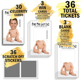 Baby Shower Games – Find The Baby Dad Scratch Off Celebrity Cards, Gender Reveal Party Games Supplies – 36 Cards(Ba01-Bair)