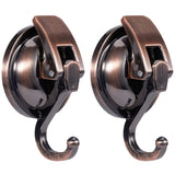 Suction Cup Hooks For Shower, Bathroom, Kitchen, Glass Door, Mirror, Tile – Loofah, Towel, Coat, Bath Robe Hook Holder For Hanging – Waterproof Wreath Hanger (2, Red Bronze)