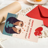Happy Birthday Gifts Cards For Husband Wife Fiance Boyfriend Girlfriend, Funny Birthday Card With Stickers For Men Women Him Her, Cute Otter Gifts