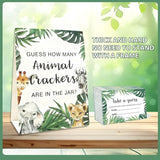 51 Pcs Guess How Many Animal Crackers Baby Shower Game, Woodland Safari Jungle Theme Gender Neutral Baby Shower Party Decorations And Activities Supplies, With 1 Standing Sign And 50 Cards