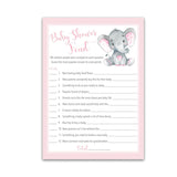 Girl Baby Shower Feud Game — Pack Of 25 — Fun Shower Family Feud Games, Pink Elephant Baby Shower Activity, Little Peanut Baby Shower Fued Games, Couples Shower G500-Bsf1