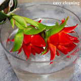 Red Potted Bromeliad - Artificial Flowers With Vase For Home And Office Decor, Aesthetic Faux Tropical Plant Bonsai, 13.4 Inch