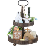 4 Pcs Easter Tiered Tray Decor He Is Risen Tiered Tray Decorations Wooden Easter Jesus Sign With Led Fairy Lights For Farmhouse Home Church Table