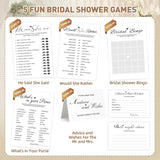 Bridal Shower Games-Heavy Cardstock,5 Fun Activities For 32 Guests, Includes Bingo,He Said She Said, Would She Rather,Whats In Your Purse,Advice And Wishes For The Mr And Mrs(Minimalist)
