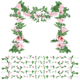 10 Pcs Fake Rose Garland, 7.5 Ft Pink Roses Artificial Vines Flowers With 9 Flower Heads And Five-Layer Simulation Petals For Wedding Arch, Party & Home Wall Decoration
