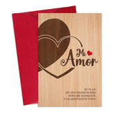 Valentines Day Card - Anniversary Card & Valentine Cards For Him/Her/Husband/Wife/Couple,Wooden Hearts Cover Design With Envelope - Inside Blank