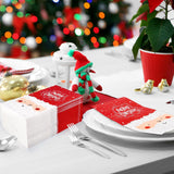 100 Pack Merry Christmas Guest Napkins Cute Santa Claus Disposable Paper Napkins Red White Decorative Bathroom Hand Napkin Towel For Xmas Party Supplies, 13 X 15.7 Inch