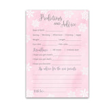 Snowflakes Prediction And Advice Cards - Pack Of 25 - Winter Wonderland Pink Girl Baby Shower Game, Wishes For Mommy & Daddy Message Baby It’S Cold Outside Activity Keepsake Frost Holiday G780-Pdav