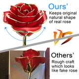 Gold Dipped Rose 24K With Gift Box, Stand & Writable Card – Valentines Day Gift For Her, Wife Or Mom, Forever Preserved Rose - Romantic Flower Keepsake, Elegant Gift For Anniversary & Special Moments
