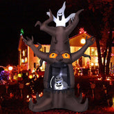 9 FT Halloween Inflatable Animated Dead Tree Outdoor Decorations Blow Up Yard Scary Tree And White Ghost With Built-In LEDs For Outdoor Garden Lawn Party Decor