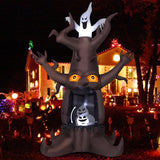 9 FT Halloween Inflatable Animated Dead Tree Outdoor Decorations Blow Up Yard Scary Tree And White Ghost With Built-In LEDs For Outdoor Garden Lawn Party Decor