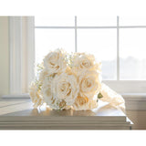 Silk Flowers Box Set Faux Flowers, 14 Heads Long-Stem Real Touch Silk Roses In Two Branches For Home Decor Centerpieces Wedding Decor Bridal Shower Party (Ivory White*)