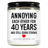 Funny Scented Candle, Unique 40Th Anniversary, Gifts For Couple, Husband, Wife, Parents - 40Th Anniversary Decorations - 40 Year Wedding Anniv. Decorations Or Presents - 9 Oz