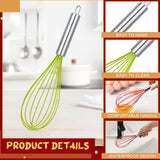 48 Sets 10 Inch Christmas Whisks Gifts Diy Fillable Christmas Tree Ornaments Xmas Colored Silicone Whisks For Cooking Heat Resistant Egg Beaters With Card Rope Bag For Candy Holder