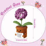 Positive Carnation, Crochet Carnation Flower Positive Flower Plant Crocheted Potted Flower Knitted Carnation Flower For Home Decoration Inspirational Gift(Purple)