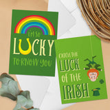 St. Patrick'S Day Card Pack / 5" X 7" Illustrated Shamrock St. Patty'S Cards With White Envelopes / 12 Full Color Lucky Leprechaun Greeting Cards/Made In The Usa