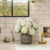 6Pcs Realistic Artificial Silk Hydrangea Flowers – Premium Fake Hydrangea Flowers Bouquets With Stems, Full Faux Hydrangea Blooms For Home Wedding Table Party Baby Shower Decorations(White)