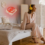 Record Player Neon Sign Retro Red Warm LED Music Wall Light for Studio Bedroom Bar Decor